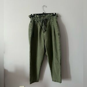 Free People Olive Green Cargo Paperbag Pants